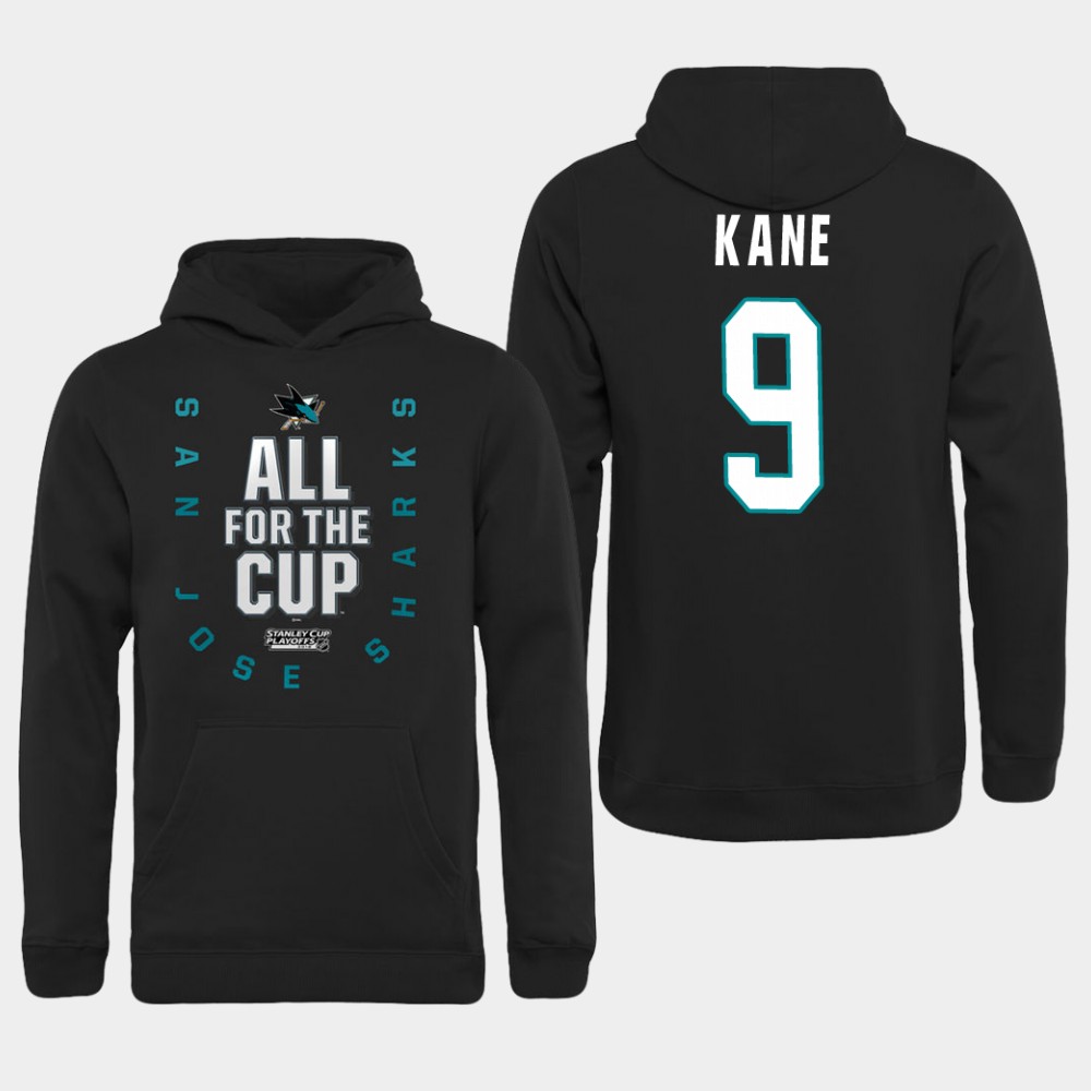 Men NHL Adidas San Jose Sharks #9 Kane black hoodie->san jose sharks->NHL Jersey